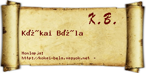 Kókai Béla névjegykártya
